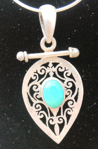 Sterling silver Jali pendent with Turquoise stone RPP2010T